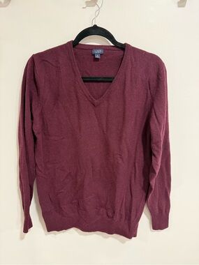 J. Crew Men's V-Neck Sweater in Burgundy Wine